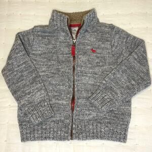 Carter's Zip Up Cardigan Sweater Boys 4T Gray Marled Knit Reindeer Embroidery
